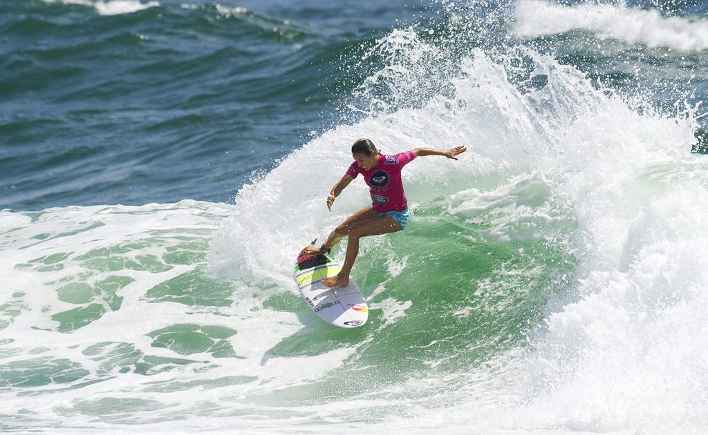 Sally Fitzsimmons has advanced to the Roxy Pro semi-finals in a great return to form. Sally Fitzsimmons has advanced to the Roxy Pro semi-finals in a great return to form.